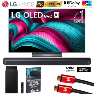 LG 55 Inch C5 OLED evo 4K UHD Smart webOS TV (2025) w/ Soundbar +Subwoofer Bundle
