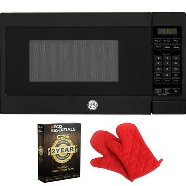 GE 0.7 Cu. Ft. 700-watt Countertop Microwave Oven, Black + 2 Year Protection Pack