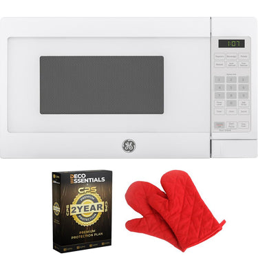 GE 0.7 Cu. Ft. 700-watt Countertop Microwave Oven, White + 2 Year Protection Pack