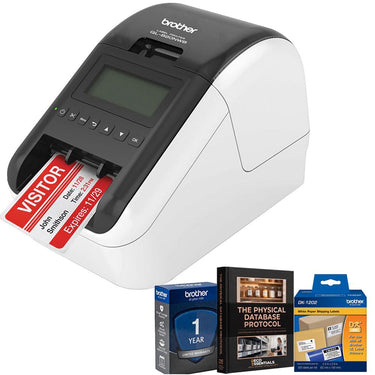 Brother Professional, Ultra Flexible Label Printer with White Paper Label Bundle