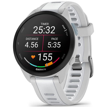 Garmin Forerunner 165 Music Smart Sport Watch Gray + Whitestone with Band Bundle