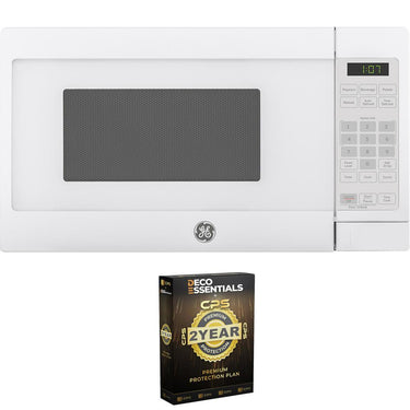 GE 0.7 Cu. Ft. 700-watt Countertop Microwave Oven, White + 2 Year Protection Pack
