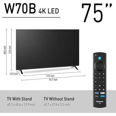 Panasonic W70 Series 75 inch LED 4K Ultra HD Smart Fire TV + Samsung Soundbar Bundle