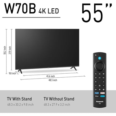 Panasonic W70 Series 55 inch LED 4K Ultra HD Smart Fire TV + Samsung Soundbar Bundle