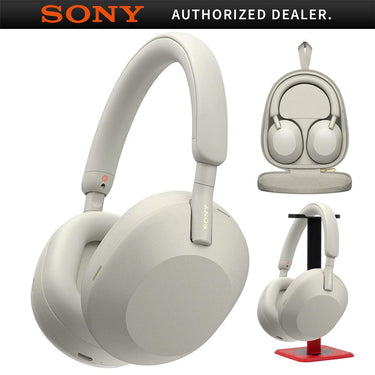 Sony Wireless Industry Leading Noise Canceling Headphones Silver + Pro Stand Kit