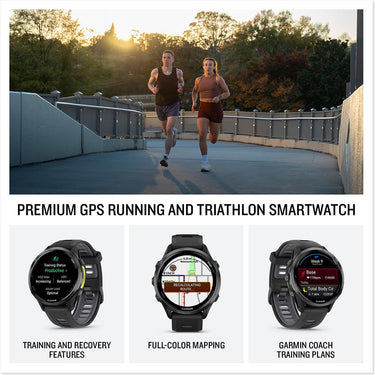 Garmin Forerunner 970 GPS Smartwatch Carbon Gray and Black Band with Band Bundle