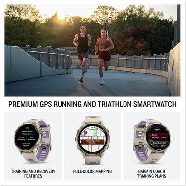 Garmin Forerunner 970 GPS Smartwatch Titanium and Gray/Indigo Band + Band Bundle