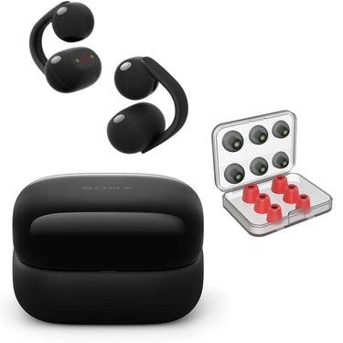 Sony LinkBuds Clip Open-Ear Truly Wireless Earbuds WFLC900/B +Earbud Tips Bundle