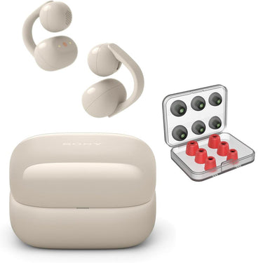 Sony LinkBuds Clip Open-Ear Truly Wireless Earbuds WFLC900/B +Earbud Tips Bundle