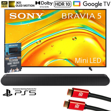Sony BRAVIA 5 98 inch Mini LED 4K HDR Google TV (2025) w/ Samsung All-in-One Soundbar