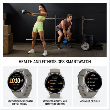 Garmin Venu 4 45 mm Health & Fitness GPS Smartwatch Silver with Band Bundle