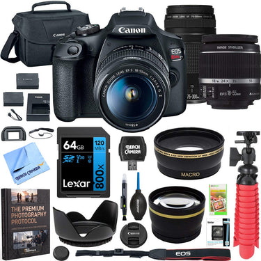 Canon EOS Rebel T7 DSLR Camera w/ 18-55mm IS II + 75-300mm III Double Zoom Deluxe Kit