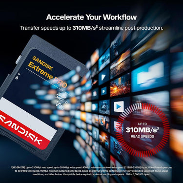 Sandisk NEW! 128GB Extreme PRO SD UHS-II V90 Memory Card, Up to 310MB/s Read (New 2026)