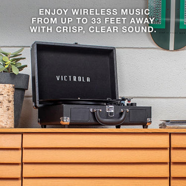 Victrola Journey Portable Bluetooth 3-Speed Suitcase Record Player, Black