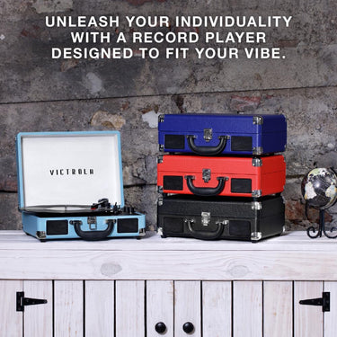 Victrola Journey Portable Bluetooth 3-Speed Suitcase Record Player, Black