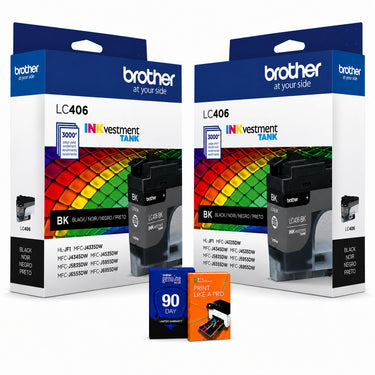 Brother INKvestment LC406BK Standard-yield Ink cartridges Black (2-Pack) + Printer eBook