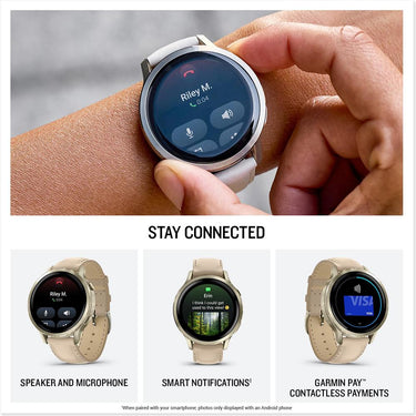 Garmin Venu 4 41mm Smartwatch Lunar Gold with Leather Band + Nylon Band Bundle