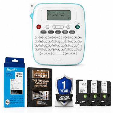 Brother P-Touch PT-N20 Personal Desktop Label Maker + Btag Label Tape Bundle