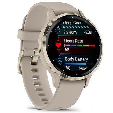 Garmin Venu 3S Health Fitness GPS Smartwatch Gold Bezel 41mm + Nylon Band Bundle