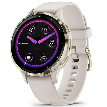 Garmin Venu 3S Health Fitness GPS Smartwatch Gold Bezel with Nylon Band Bundle