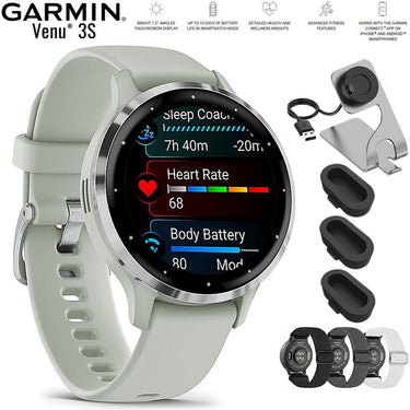 Garmin Venu 3S Health Fitness GPS Smartwatch Steel Bezel 41mm+Nylon Band Bundle