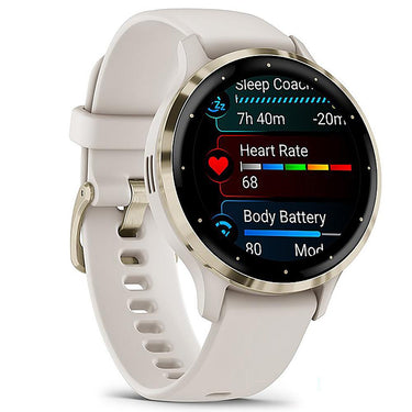 Garmin Venu 3S Health Fitness GPS Smartwatch Gold Bezel with Nylon Band Bundle
