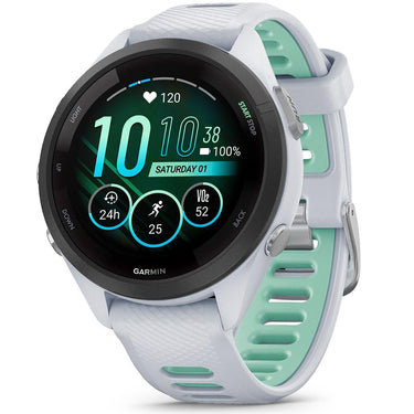 Garmin Forerunner 265S GPS Smartwatch Whitestone/Neo Tropic + Nylon Band Bundle
