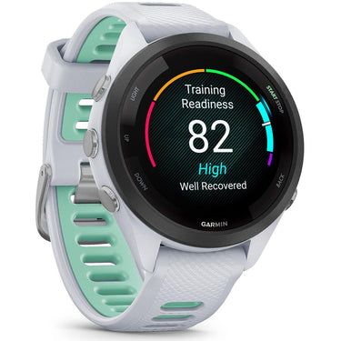 Garmin Forerunner 265S GPS Smartwatch Whitestone/Neo Tropic + Nylon Band Bundle