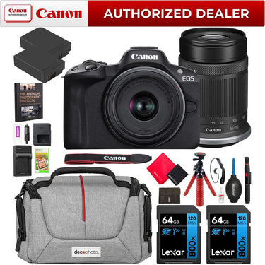 Canon EOS R50 Mirrorless Camera 2 Lens Kit 18-45mm + 55-210mm IS STM Essential Bundle