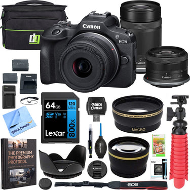 Canon EOS R100 Mirrorless Camera with 2 Lens Kit 18-45mm & 55-210mm Premier Bundle