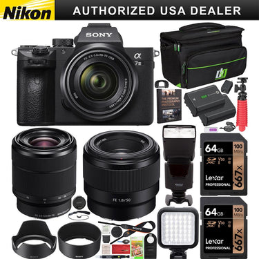 Sony a7 III Mirrorless 4K Camera + 2 Lens Kit 28-70mm + 50mm + Case 2x Battery Bundle