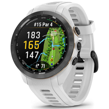 Garmin Approach S70 42 mm Premium GPS Golf Watch White Band + Nylon Band Bundle