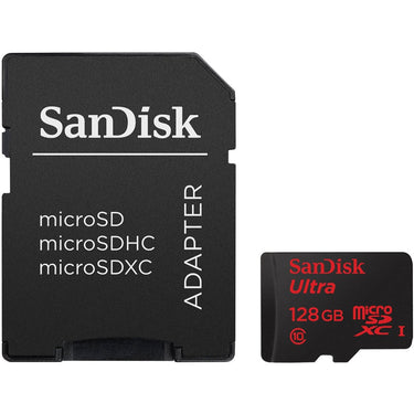 Sandisk Ultra microSDXC 128GB UHS-I Class 10 Memory Card w/ Adapter (Up to 80MB/s)