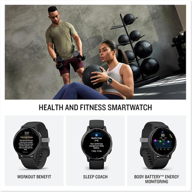 Garmin Vivoactive 5 Fitness Smartwatch Black with Nylon Band Bundle