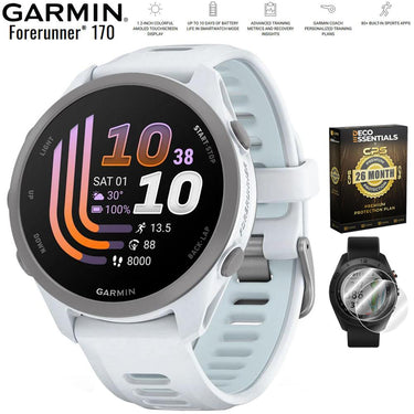 Garmin Forerunner 170 Whitestone/Cloud Blue with 26 Month Protection Bundle