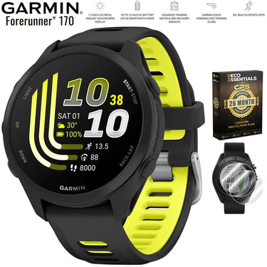 Garmin Forerunner 170 Black/Amp Yellow + 26 Month Protection & Screen Protector
