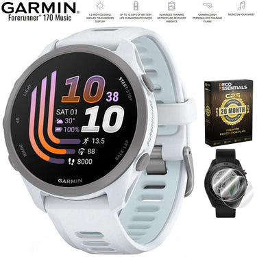 Garmin Forerunner 170 Music Whitestone/Cloud Blue + 26 Month Protection Bundle