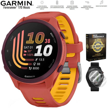 Garmin Forerunner 170 Music Red Pink/Mango with 26 Month Protection Bundle