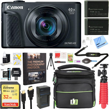 Canon PowerShot SX740 HS 20.3MP Digital Camera (Black) +Spare Battery & Accessory Kit