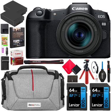Canon EOS R8 Full Frame Mirrorless Camera + 24-50mm IS STM Lens Kit Essential Bundle