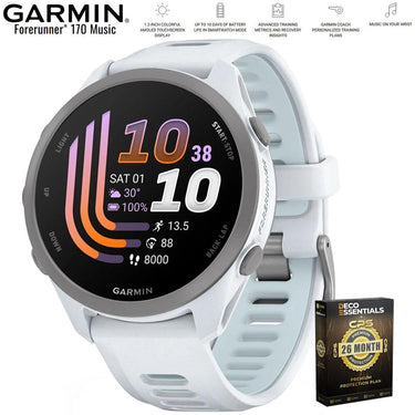 Garmin Forerunner 170 Music Whitestone/Cloud Blue with 26 Month Protection