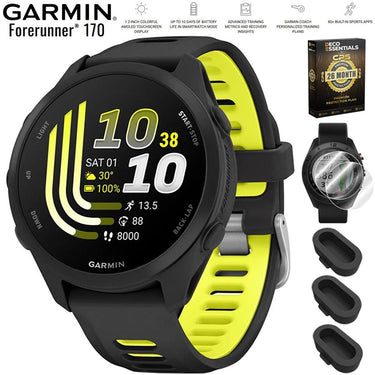Garmin Forerunner 170 Black/Amp Yellow with 26 Month Protection Bundle