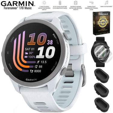 Garmin Forerunner 170 Music Whitestone/Cloud Blue + 26 Month Protection Bundle
