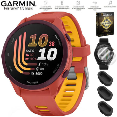 Garmin Forerunner 170 Music Red Pink/Mango with 26 Month Protection Bundle