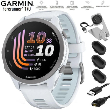 Garmin Forerunner 170 Whitestone/Cloud Blue with Charging Bundle