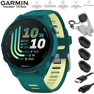 Garmin Forerunner 170 Music Teal Green/Citron with Charging Bundle