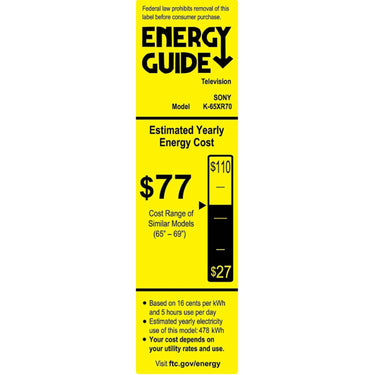 Sony BRAVIA 7 K65XR70 65 inch 4K HDR Smart QLED Mini-LED TV (2024) Refurbished