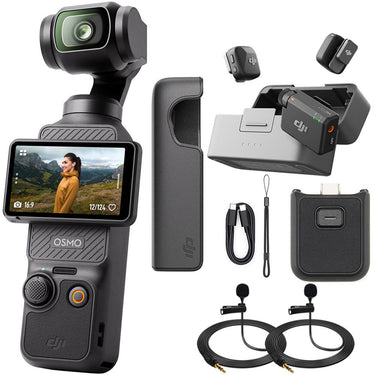 DJI Osmo Pocket 3 4K 120fps Handheld 3-Axis Gimbal Stabilizer + 2x Mini Lapel Mic