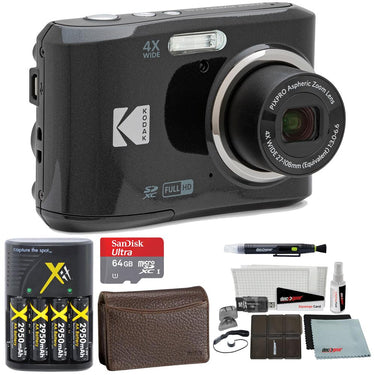 Kodak PIXPRO FZ45 16MP Digital Camera, Black FZ45BK + 64GB Accessories Bundle