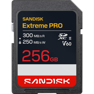 Sandisk NEW! 256GB Extreme PRO SDXC UHS-II V60 Memory Card, Up to 300MB/s Read (2026)